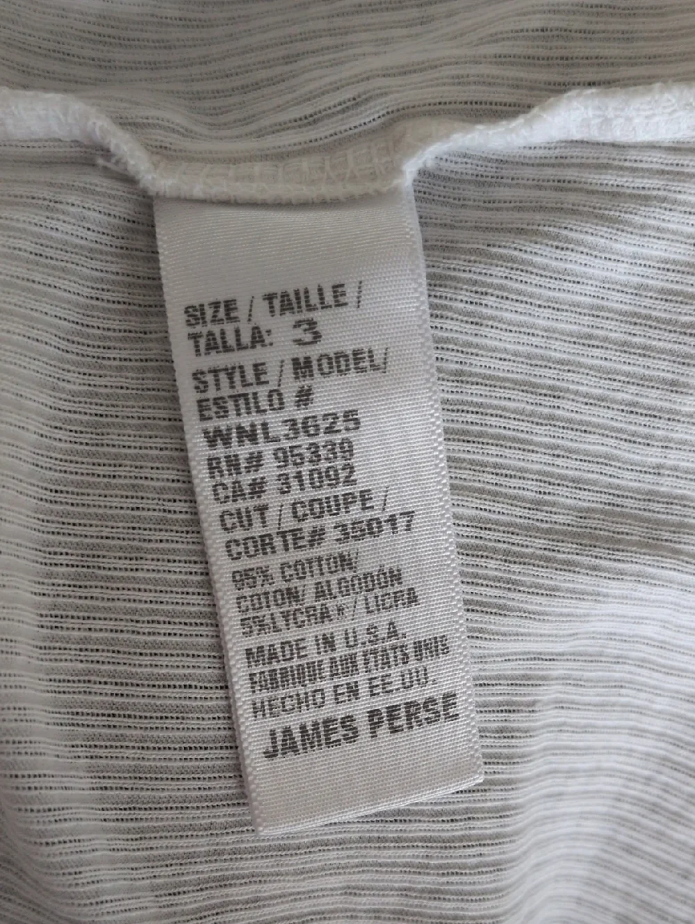 James Perse Ribbed Sheer White Tank Top - Picture 7 of 7